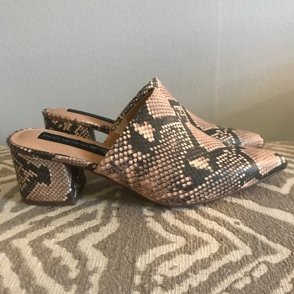 ๐ Steven Snake Skin Block-Heel Pointy Mules - Picture 8 of 12